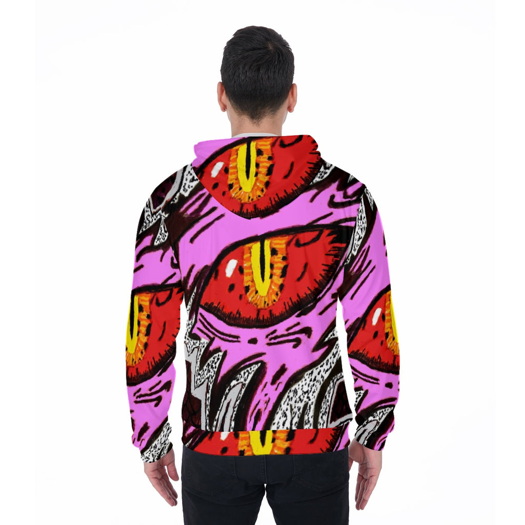 All-Over Print Zip Up Hoodie With Pocket