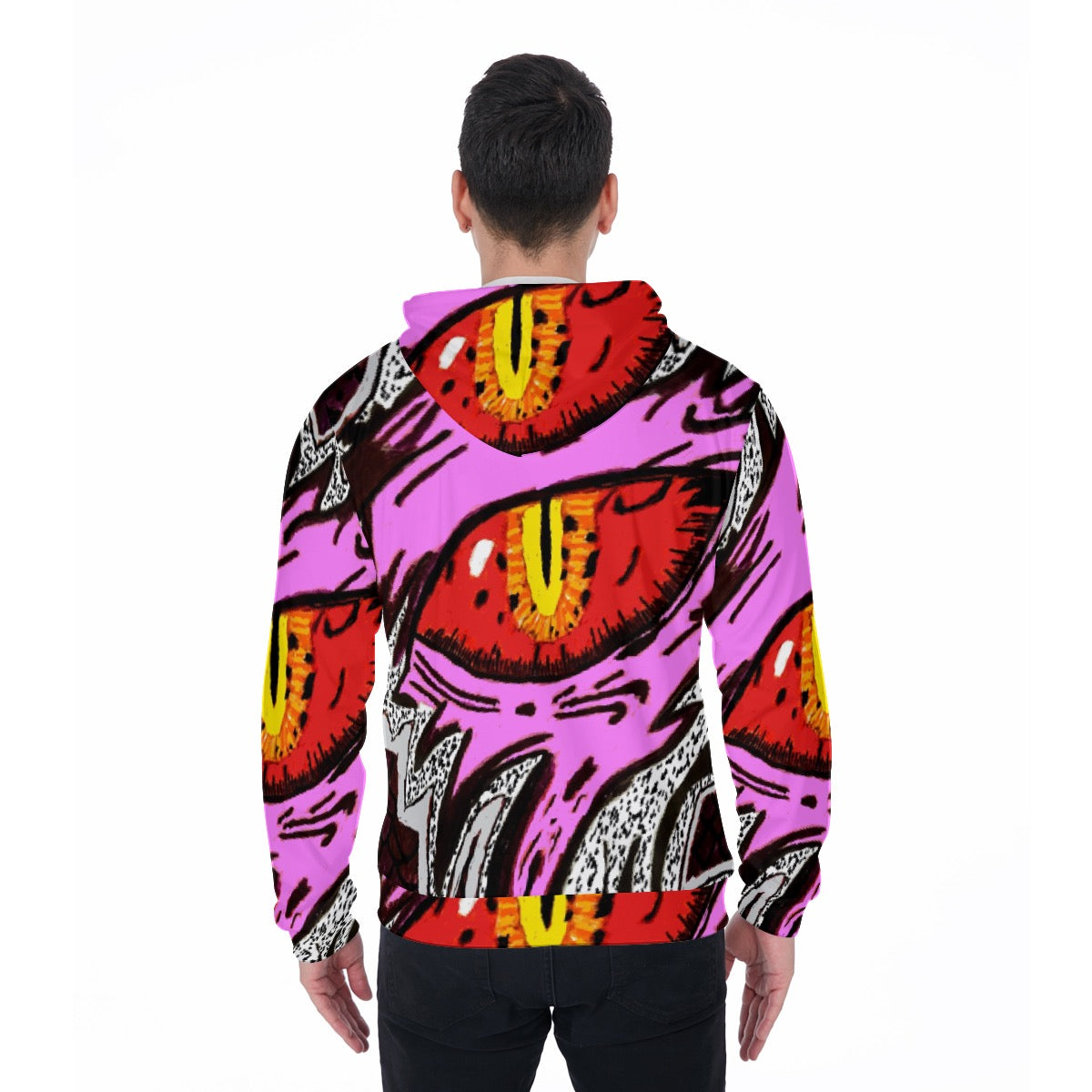 All-Over Print Zip Up Hoodie With Pocket