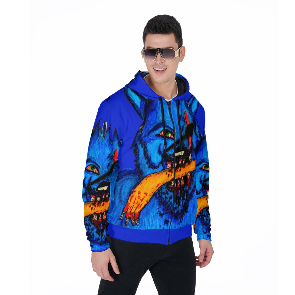 All-Over Print Zip Up Hoodie With Pocket