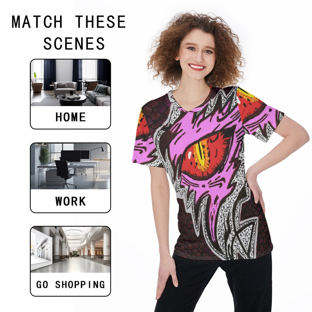 All-Over Print Women's O-Neck T-Shirt|180 GSM Jersey
