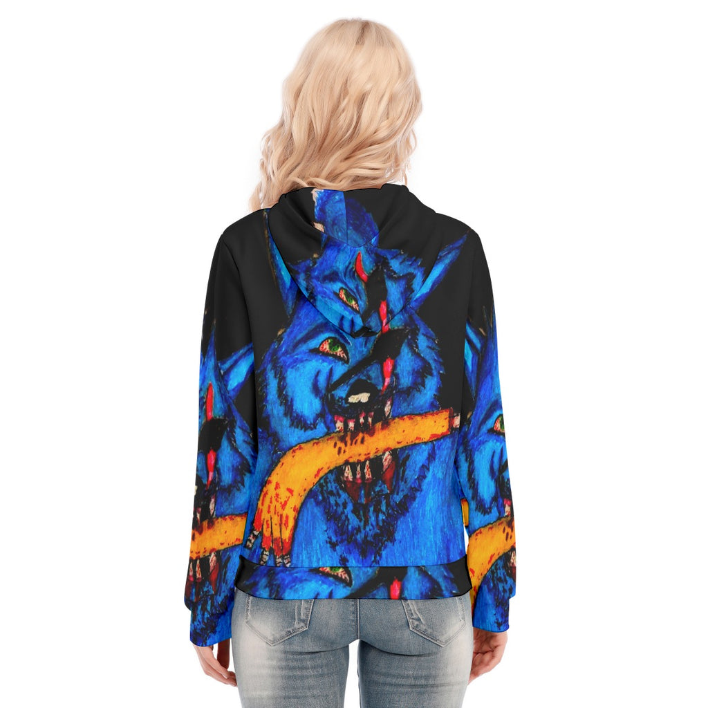 All-Over Print Women's Hoodie With Zipper