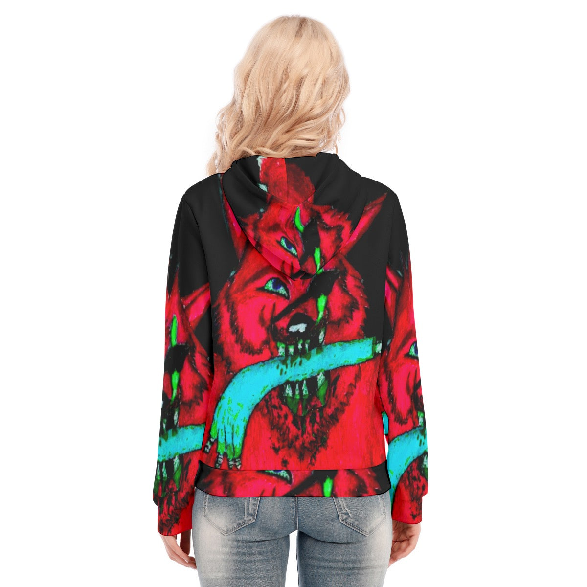 All-Over Print Women's Hoodie With Zipper