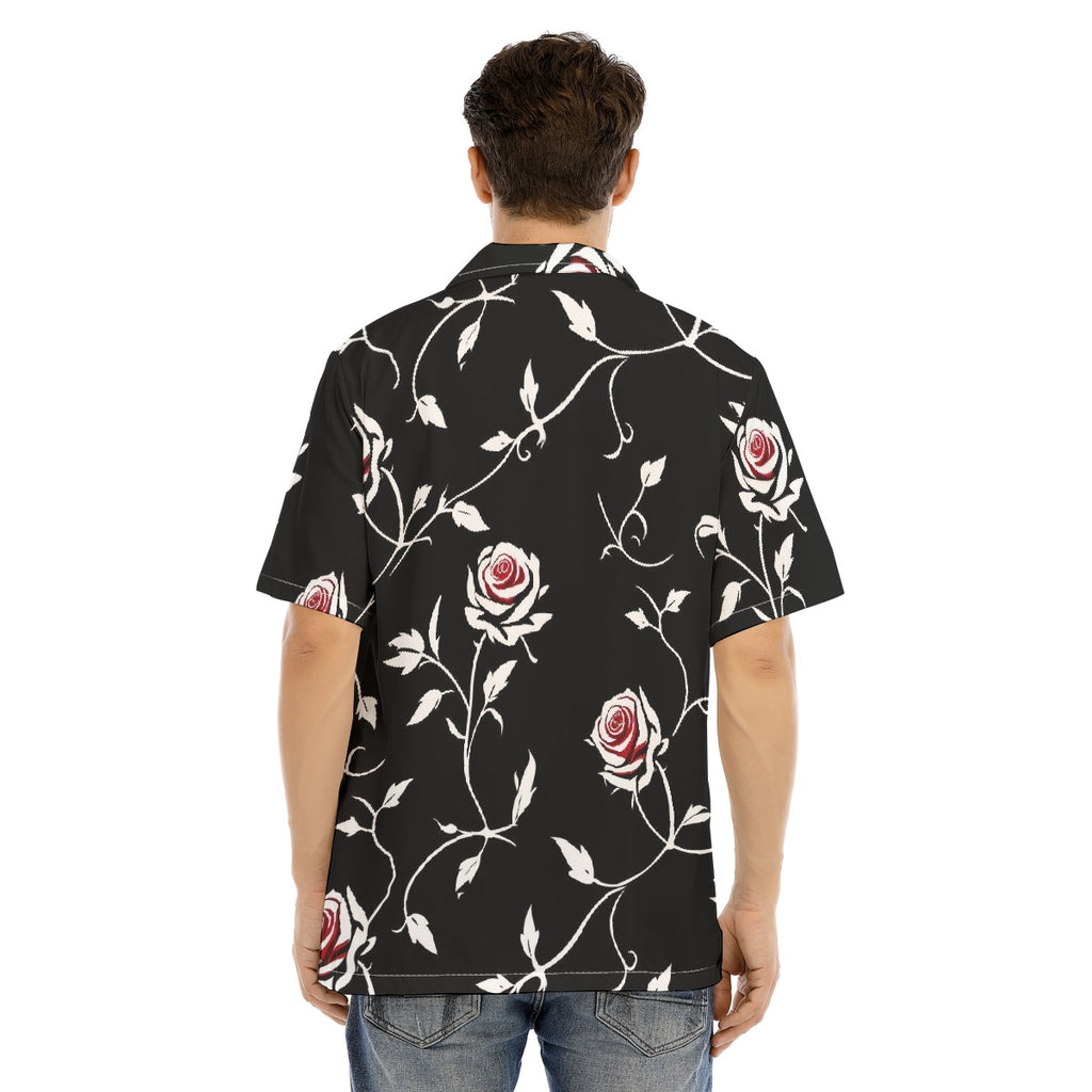 All-Over Print Men's Hawaiian Shirt With Button Closure