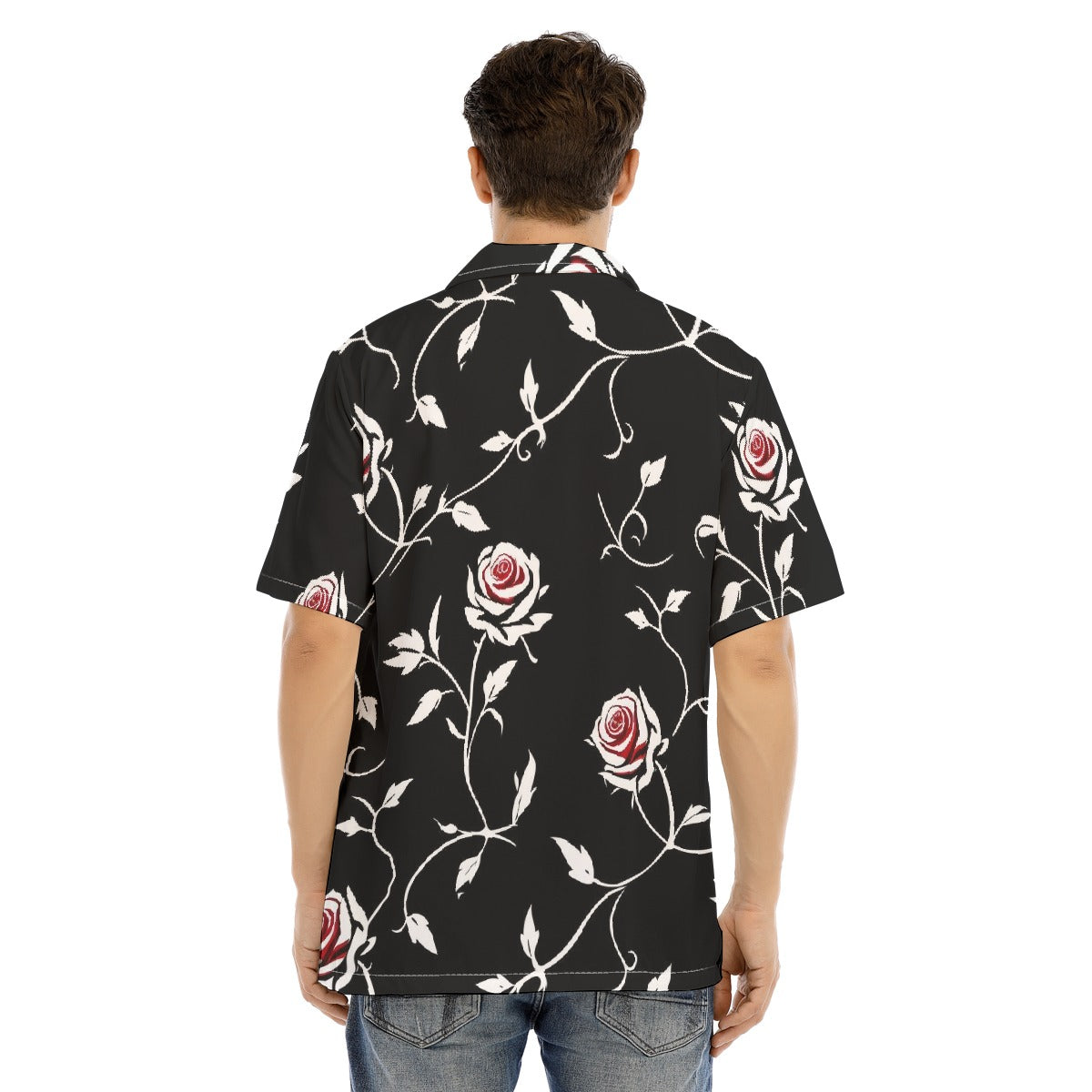 All-Over Print Men's Hawaiian Shirt With Button Closure