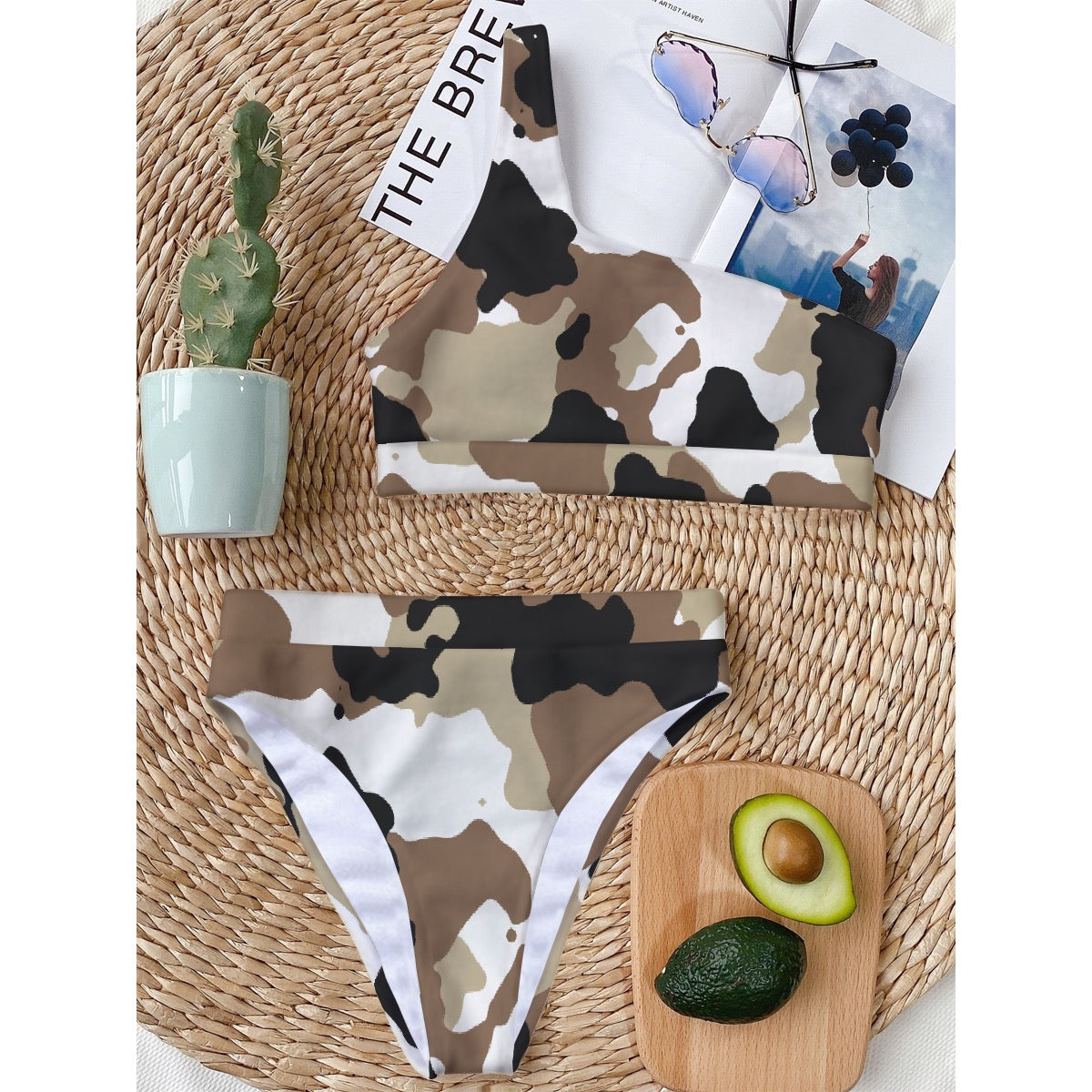 All-Over Print Women's Bikini With Single Shoulder