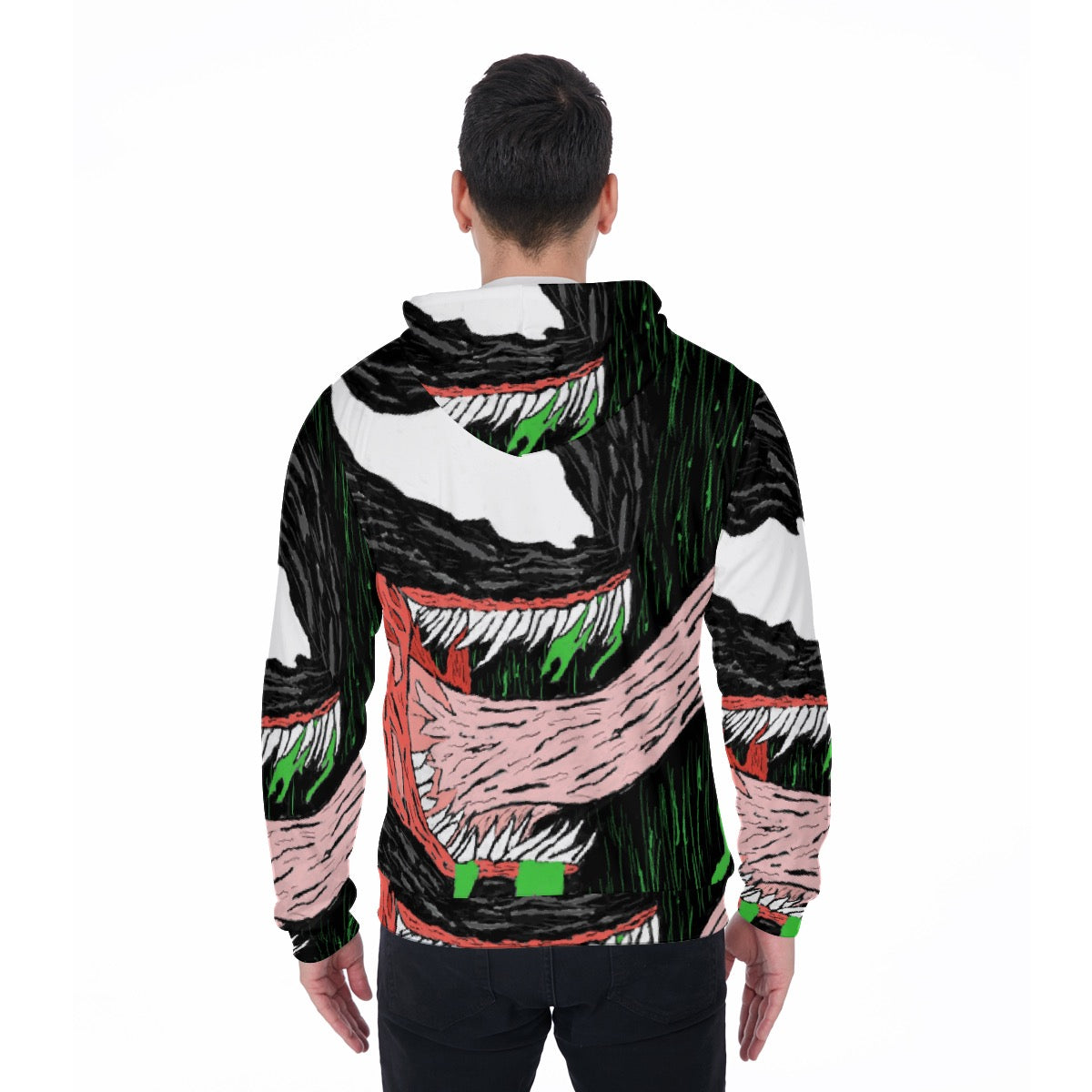 All-Over Print Zip Up Hoodie With Pocket