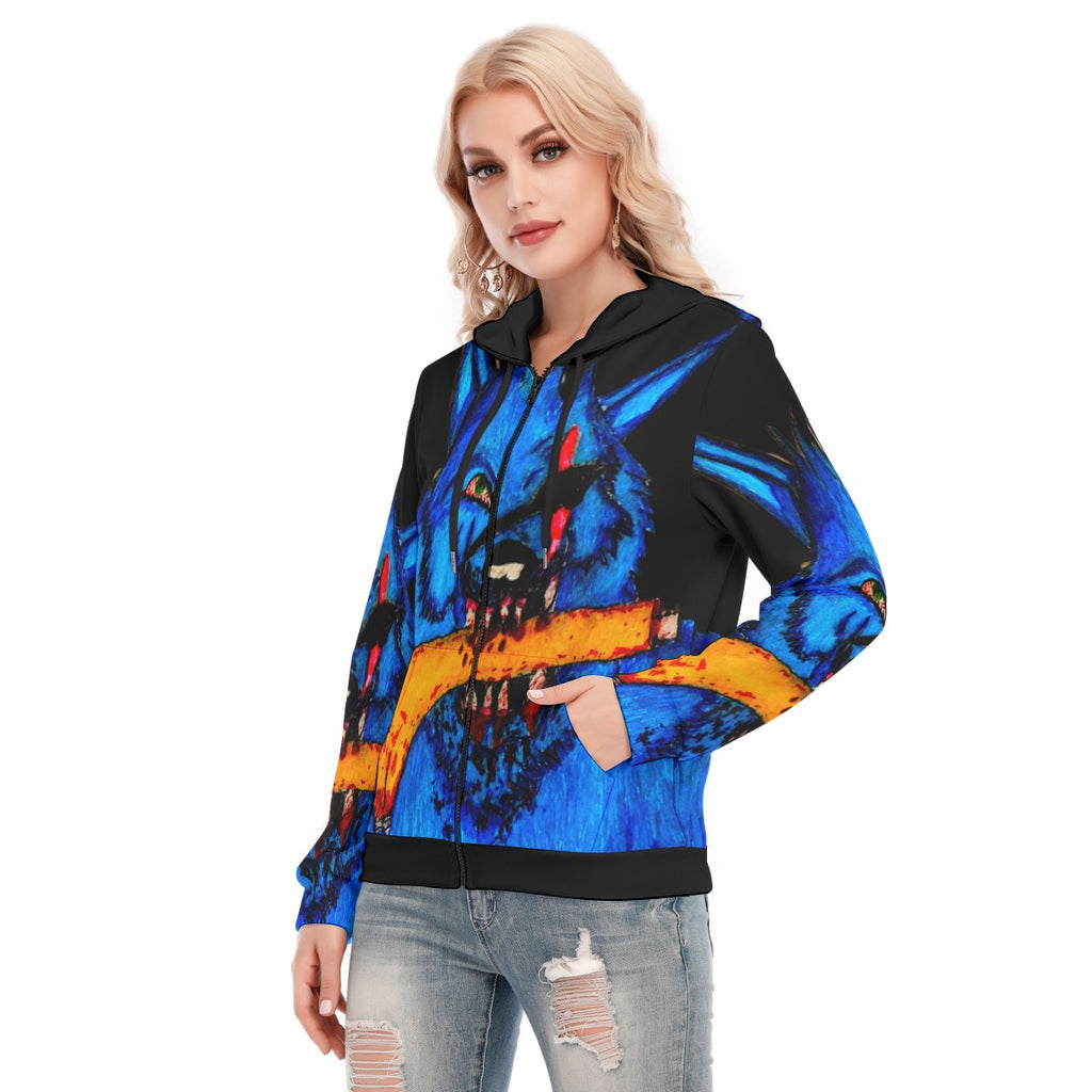 All-Over Print Women's Hoodie With Zipper