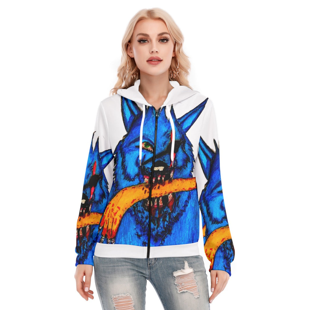 All-Over Print Women's Hoodie With Zipper