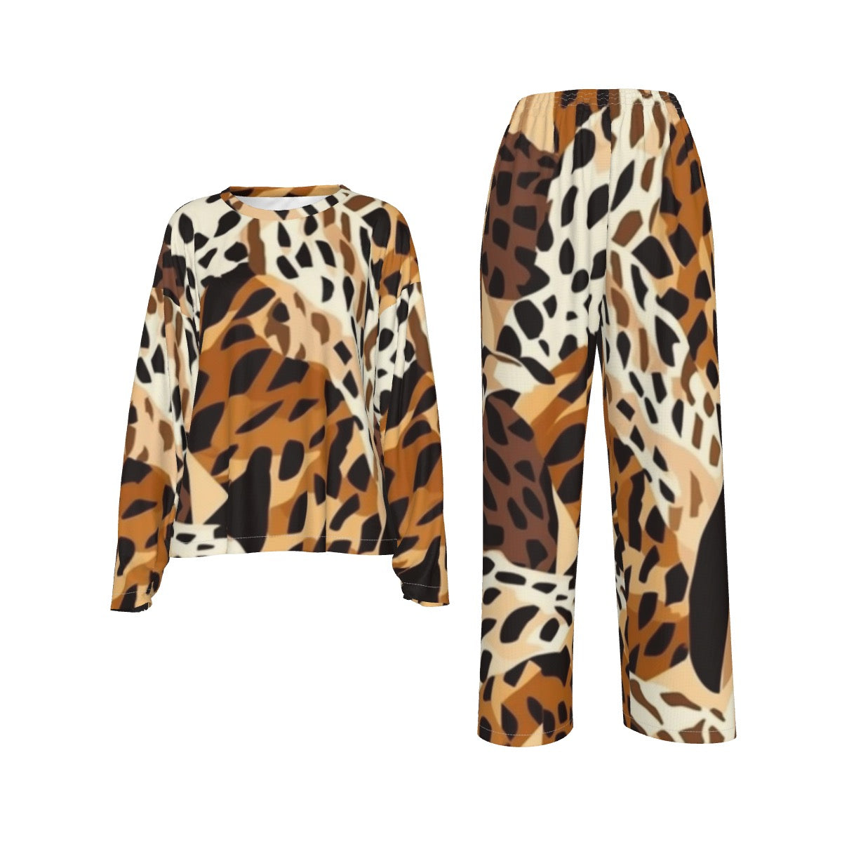 All-Over Print Women's Casual Long-Sleeves Trouser Suit