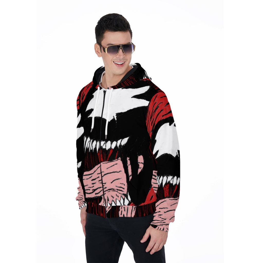All-Over Print Zip Up Hoodie With Pocket
