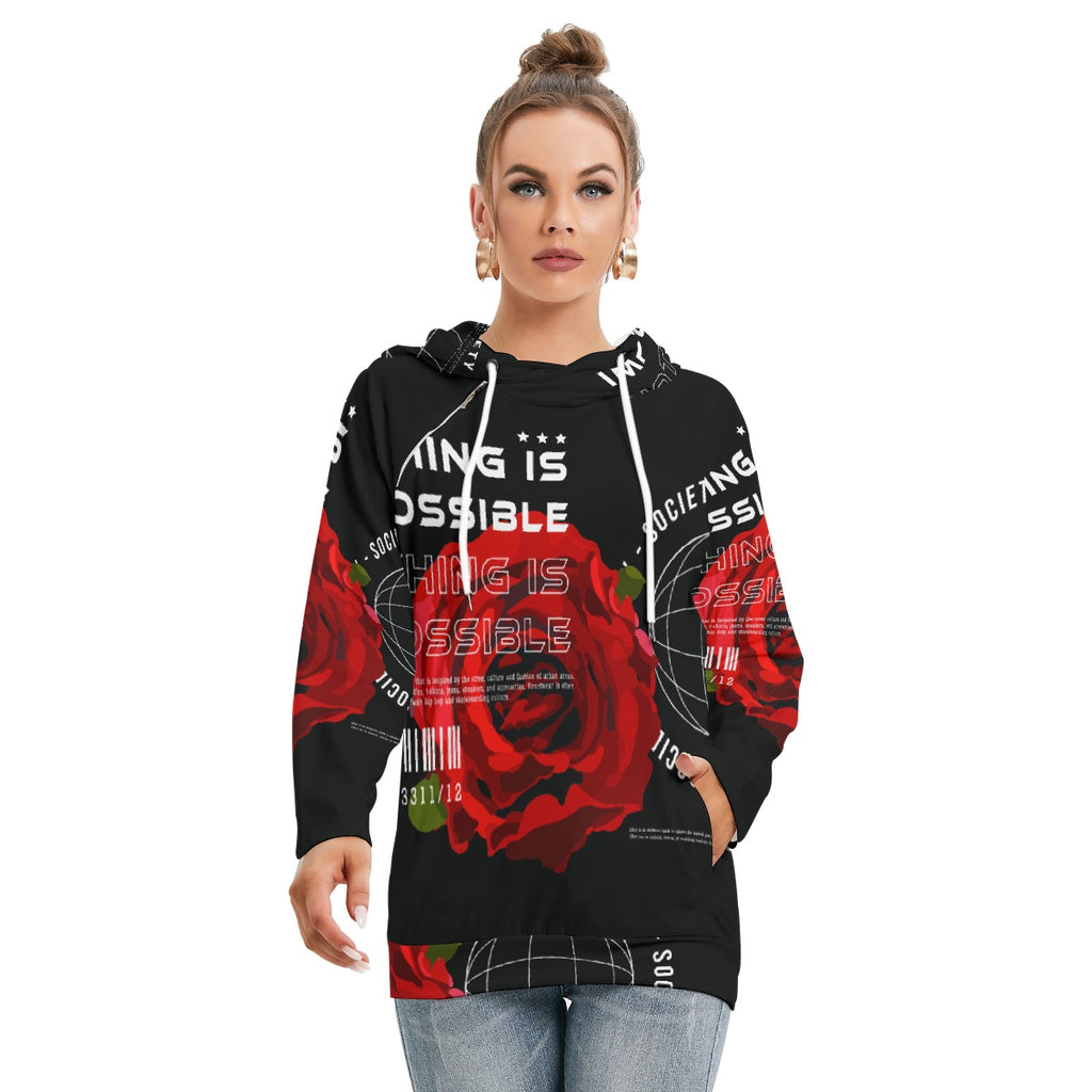 All-Over Print Women's Hoodie With Double Hood
