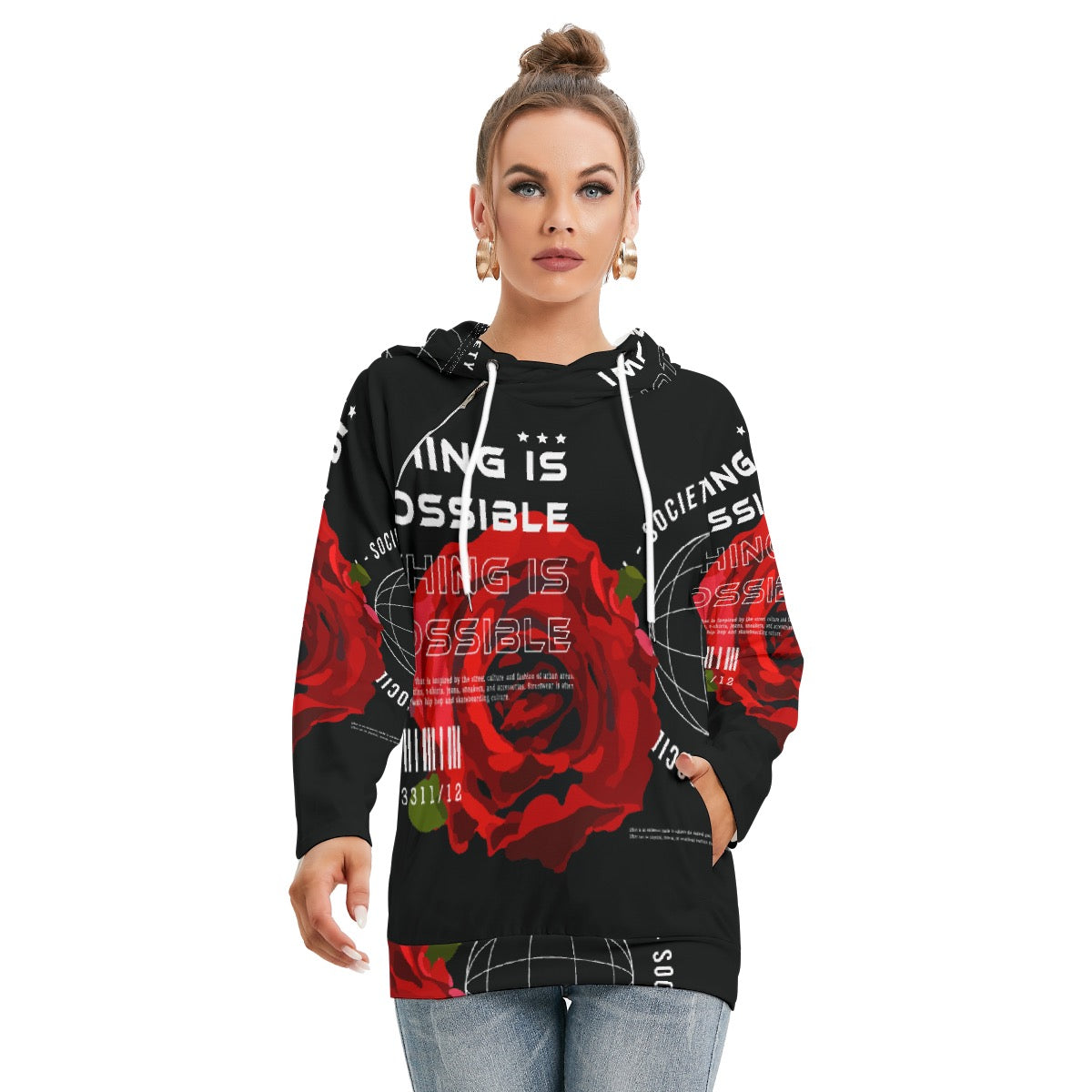 All-Over Print Women's Hoodie With Double Hood