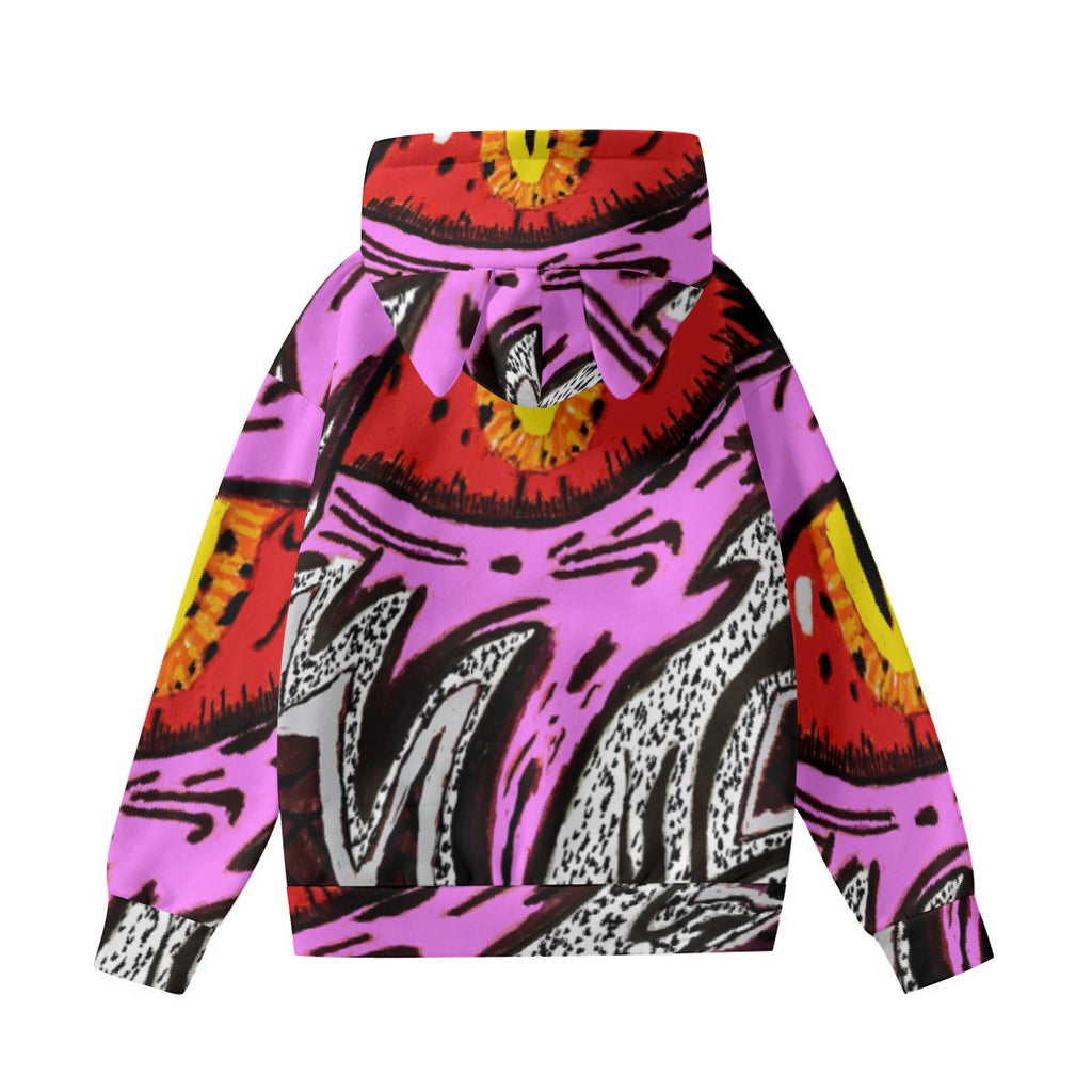 All-Over Print Women’s Hoodie With Decorative Ears
