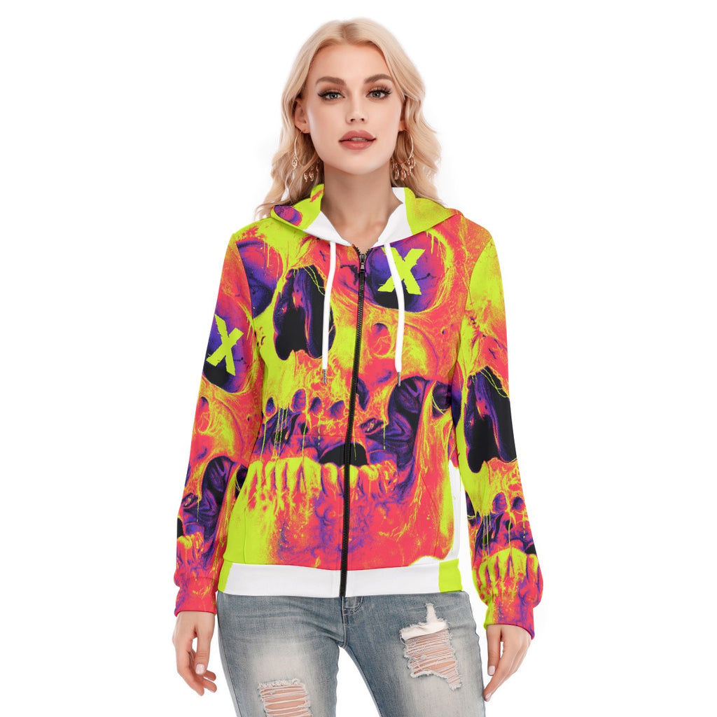 All-Over Print Women's Hoodie With Zipper