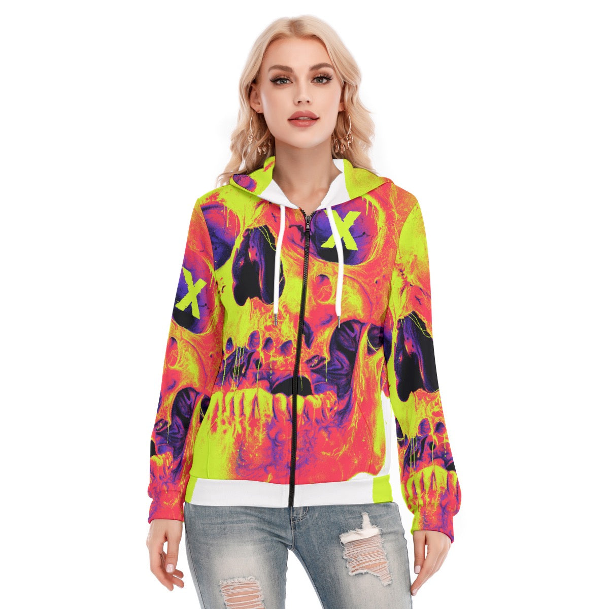 All-Over Print Women's Hoodie With Zipper