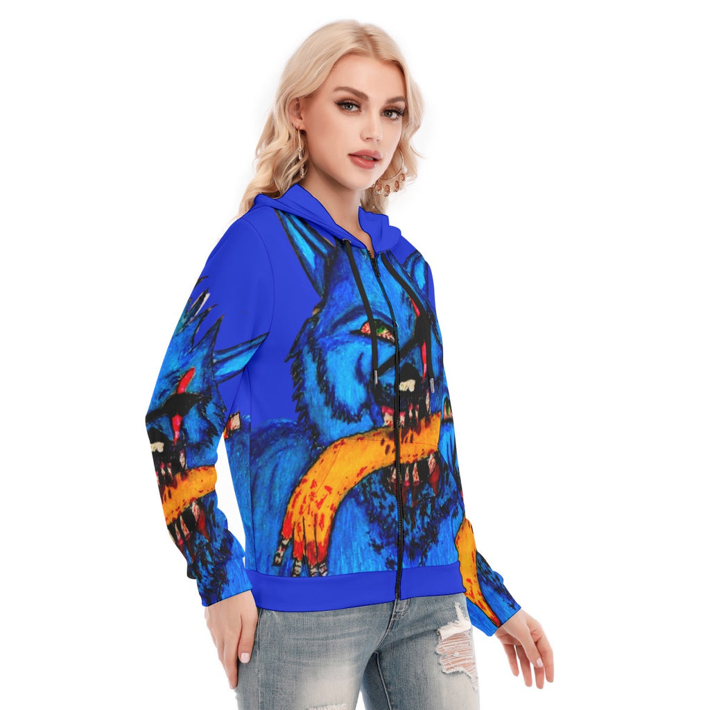 All-Over Print Women's Hoodie With Zipper
