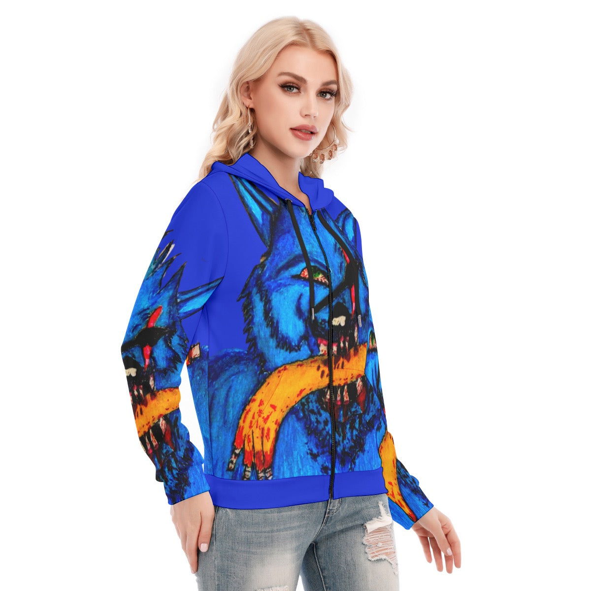 All-Over Print Women's Hoodie With Zipper