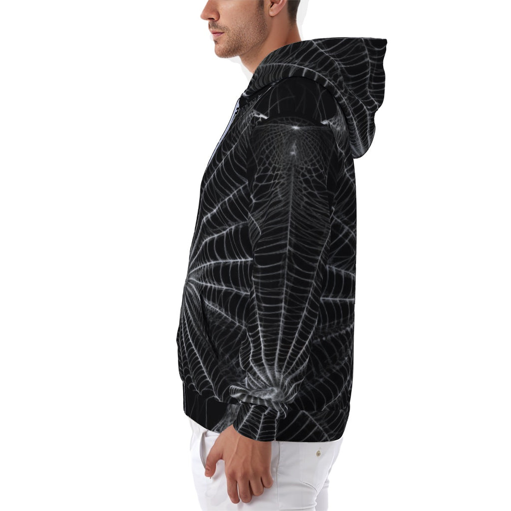 All-Over Print Zip Up Hoodie With Pocket
