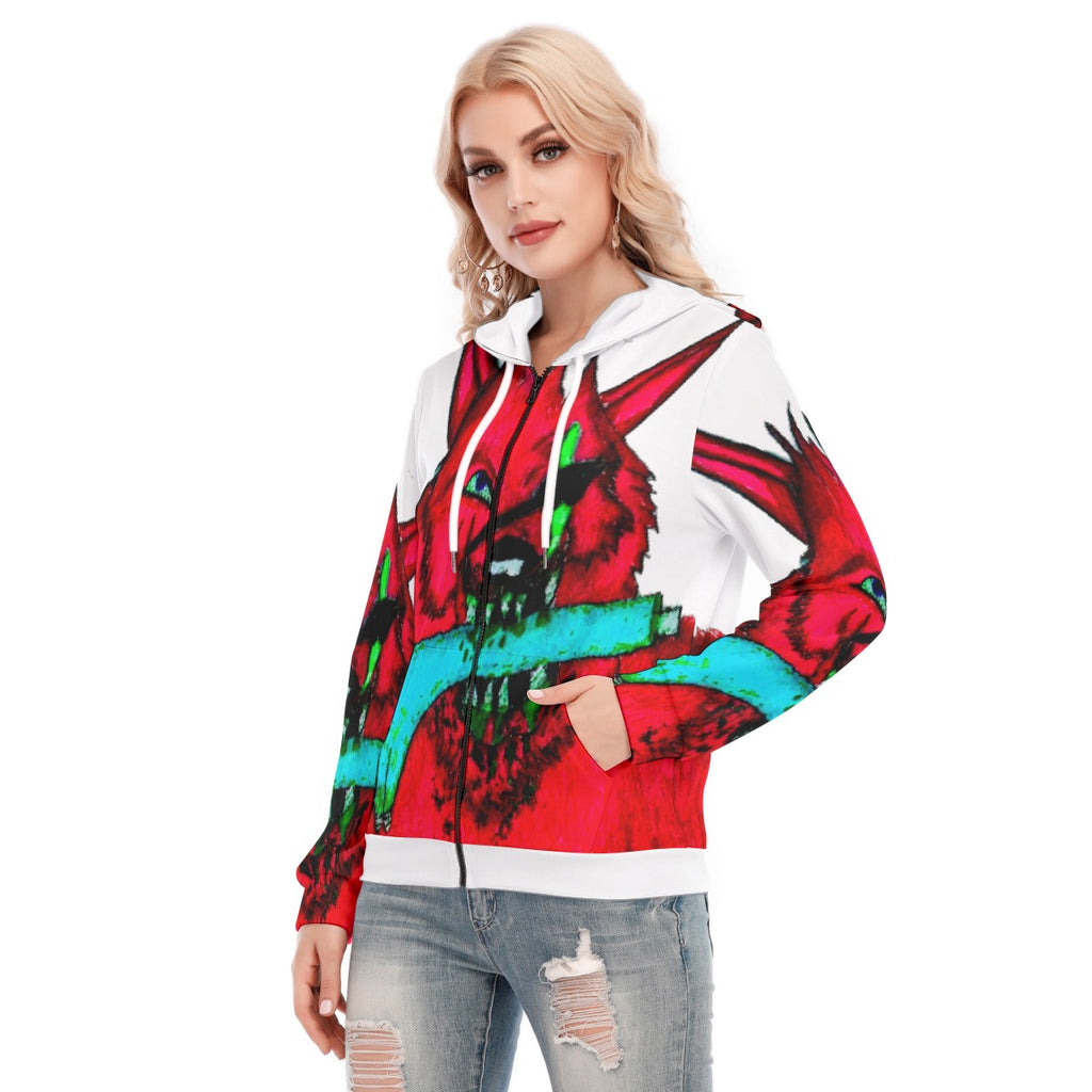 All-Over Print Women's Hoodie With Zipper