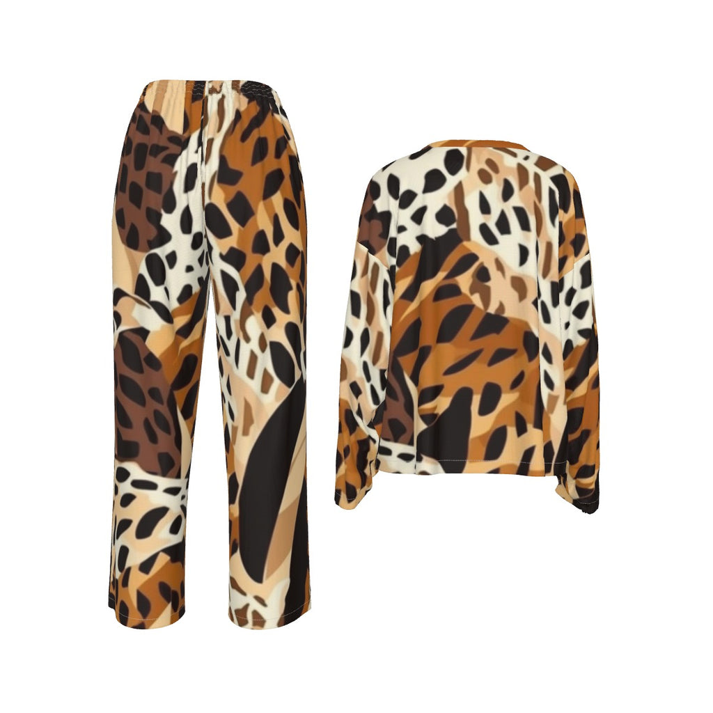 All-Over Print Women's Casual Long-Sleeves Trouser Suit