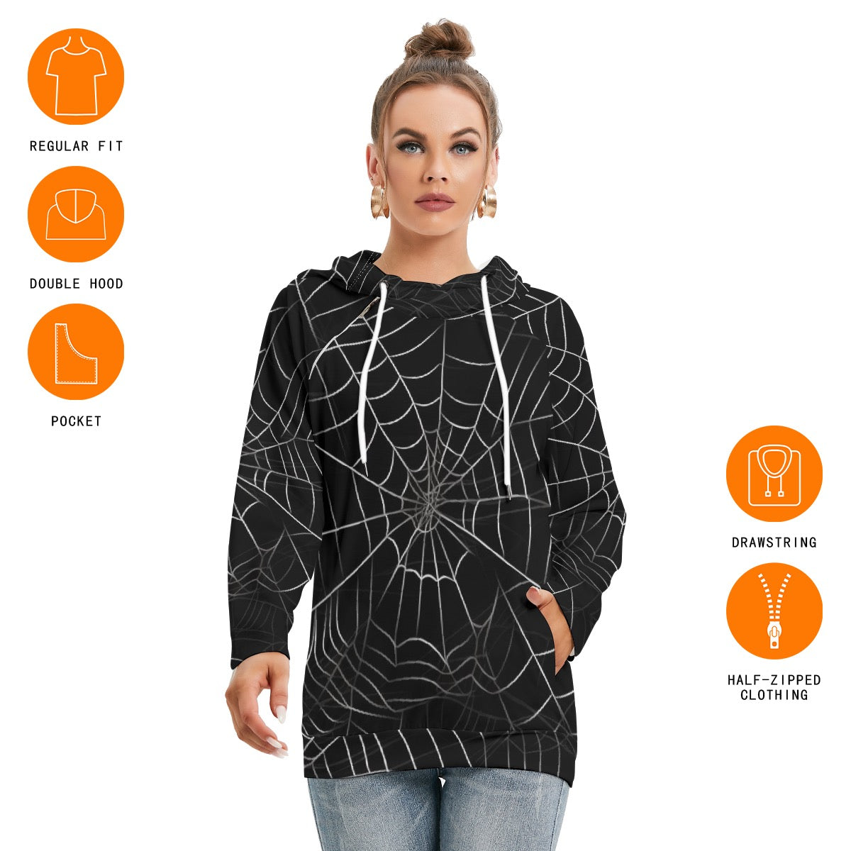 All-Over Print Women's Hoodie With Double Hood