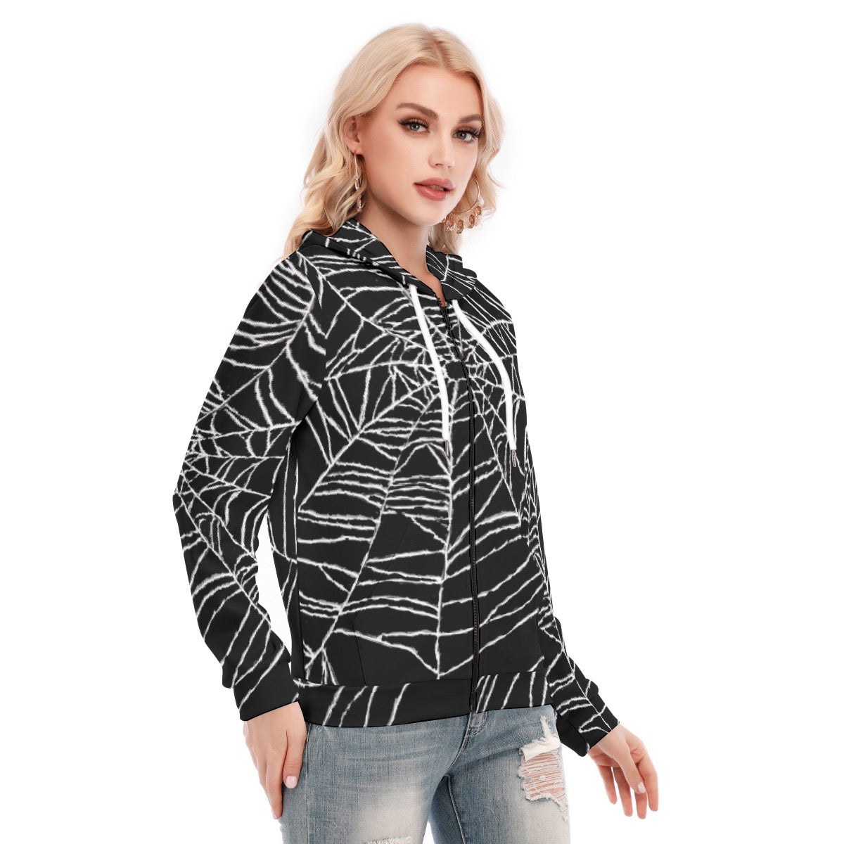 All-Over Print Women's Hoodie With Zipper