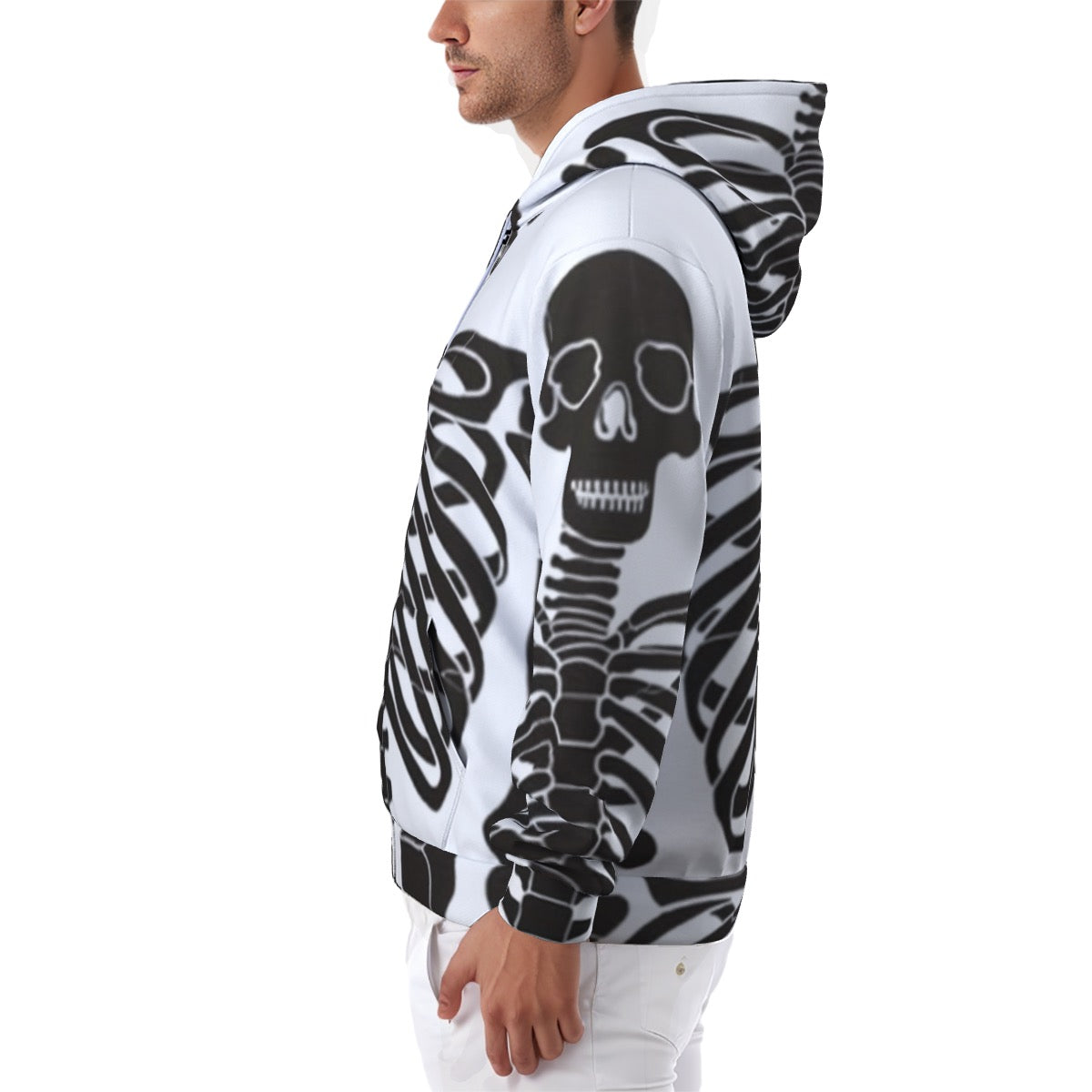 All-Over Print Zip Up Hoodie With Pocket