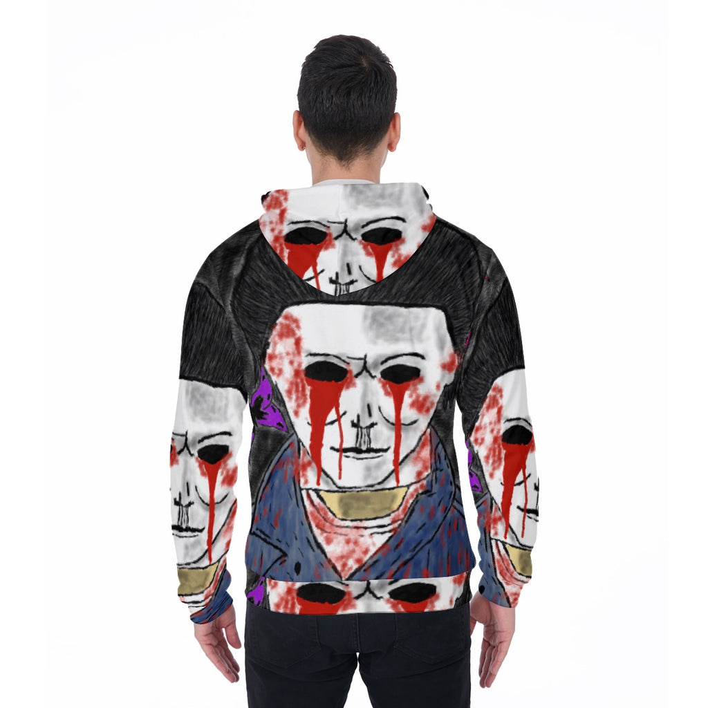 All-Over Print Zip Up Hoodie With Pocket