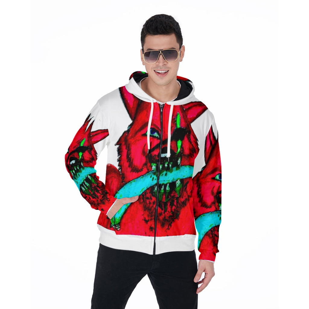 All-Over Print Zip Up Hoodie With Pocket
