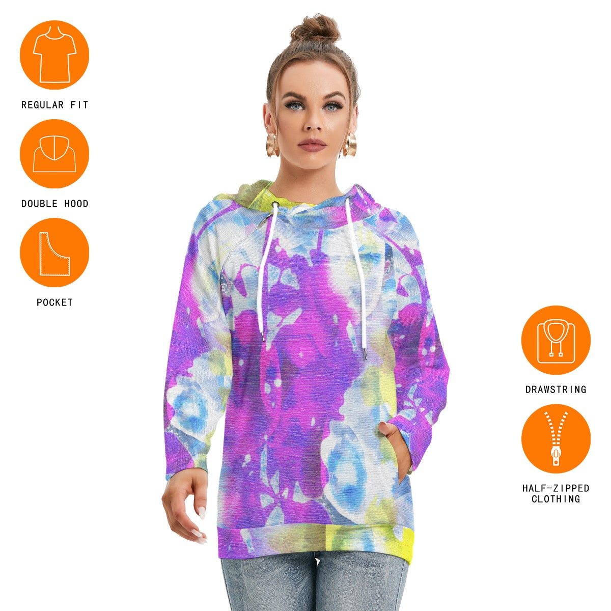 All-Over Print Women's Hoodie With Double Hood