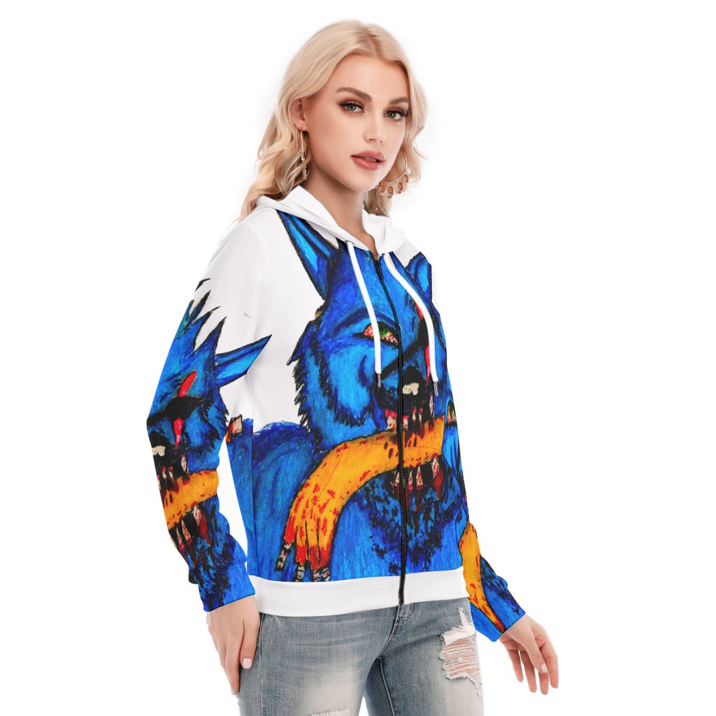 All-Over Print Women's Hoodie With Zipper