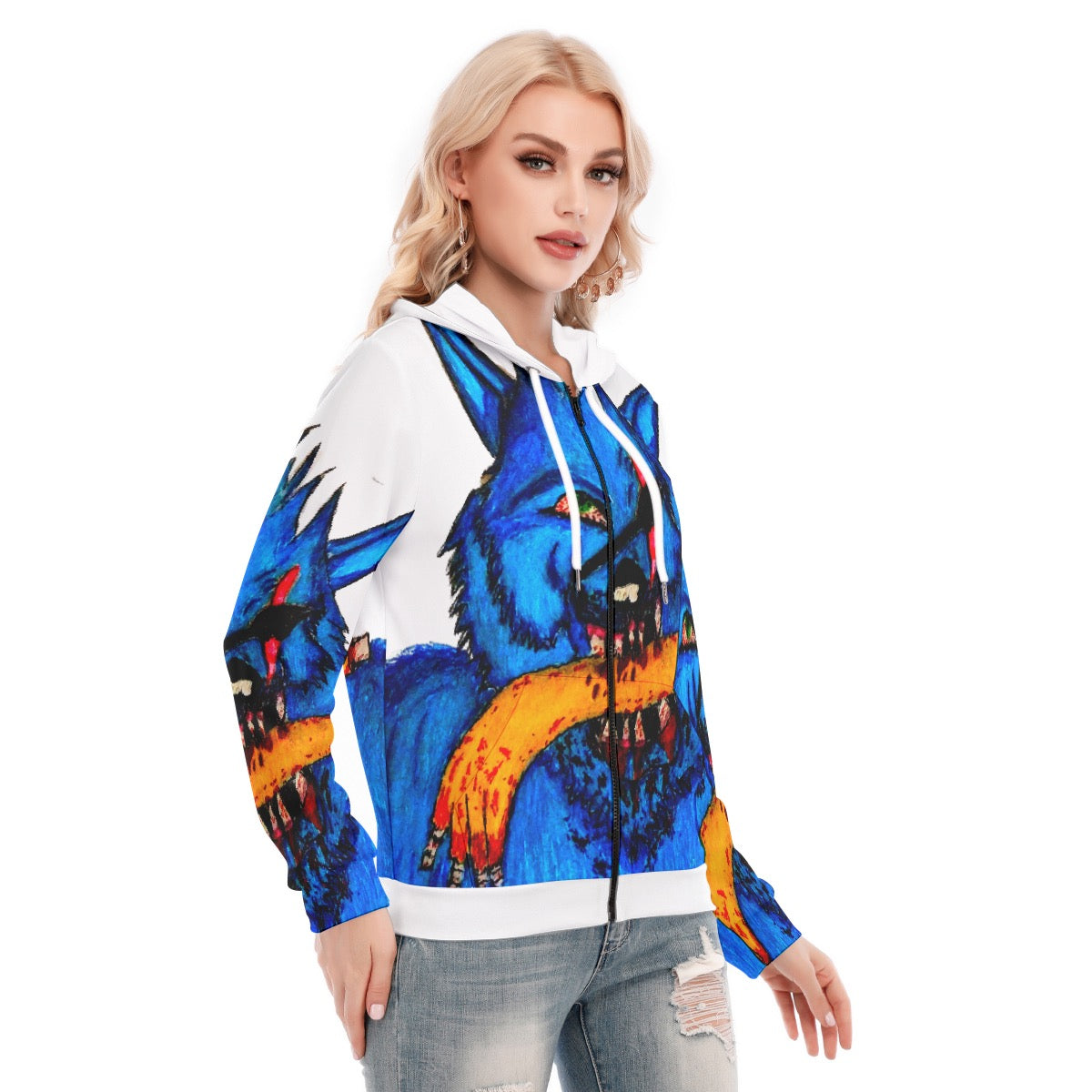 All-Over Print Women's Hoodie With Zipper