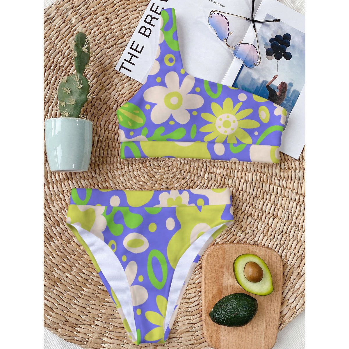 All-Over Print Women's Bikini With Single Shoulder