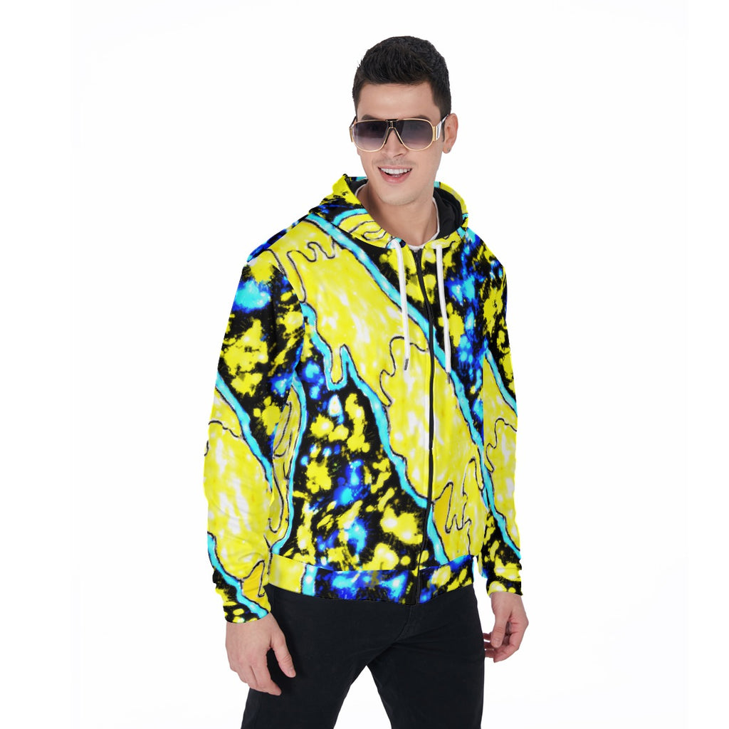 All-Over Print Zip Up Hoodie With Pocket