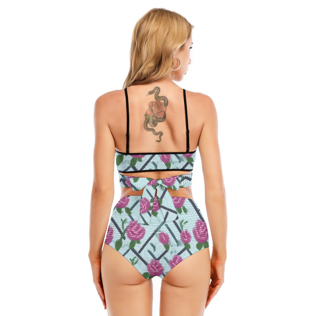 All-Over Print Women's Bikini Swimsuit With Cross Straps