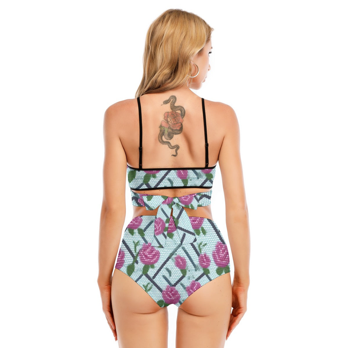 All-Over Print Women's Bikini Swimsuit With Cross Straps