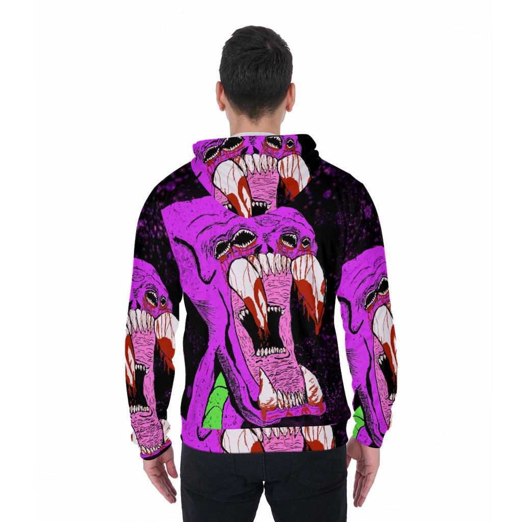 All-Over Print Zip Up Hoodie With Pocket