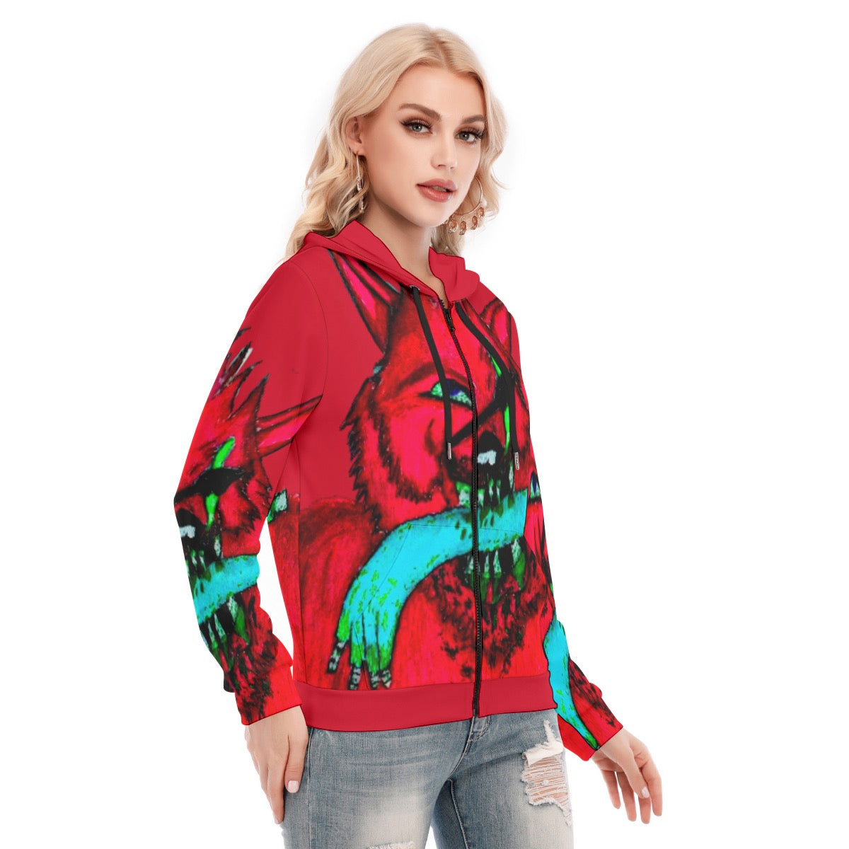 All-Over Print Women's Hoodie With Zipper