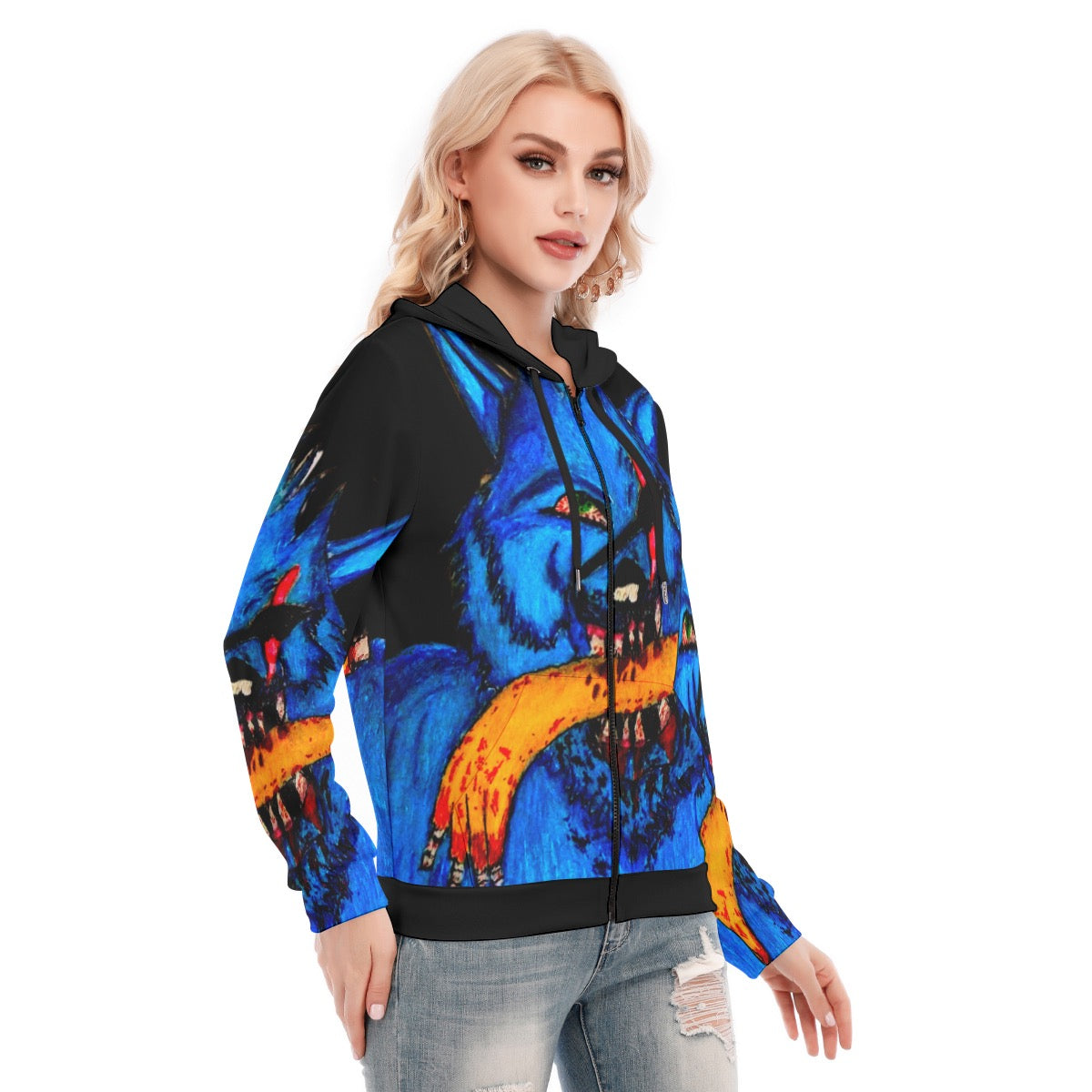 All-Over Print Women's Hoodie With Zipper