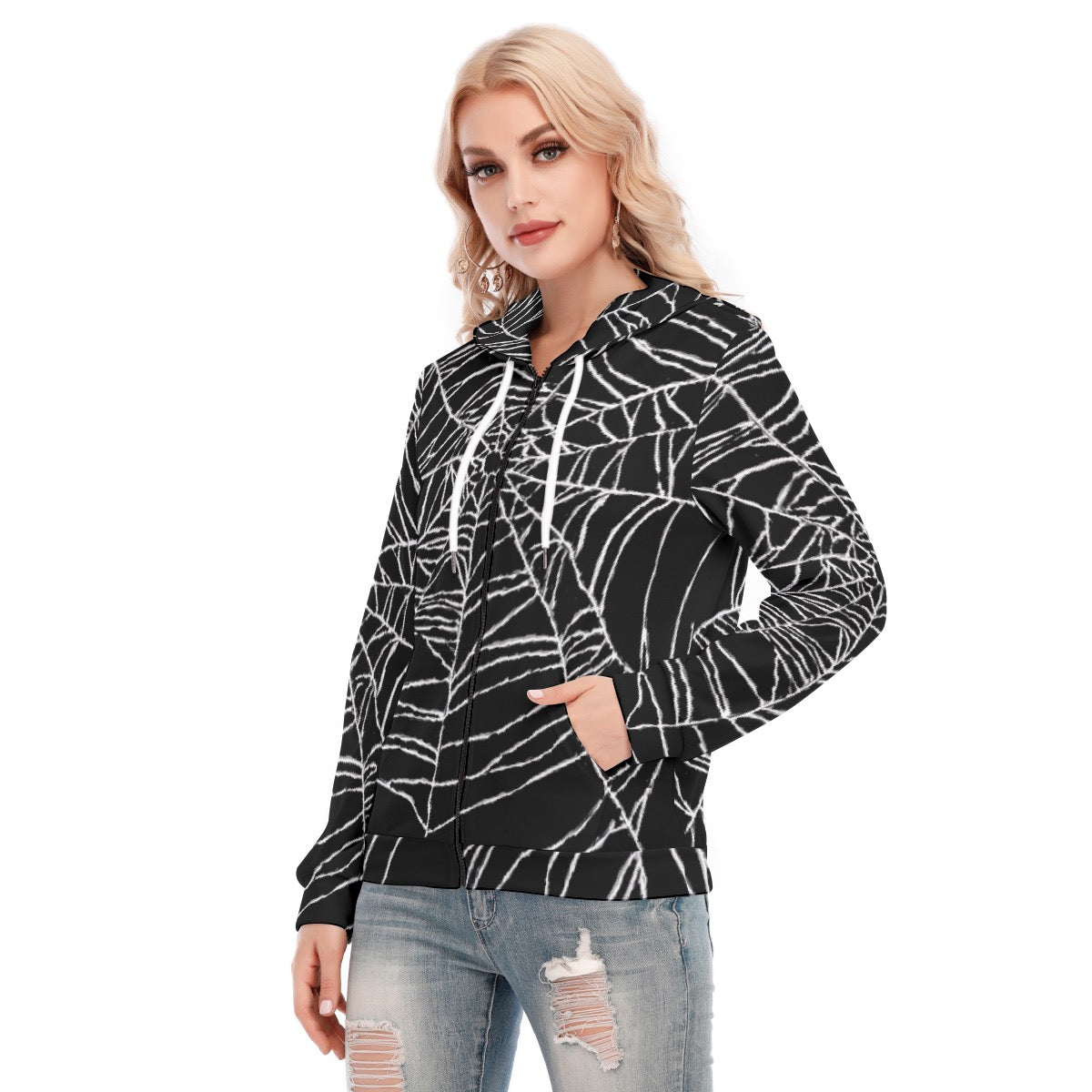 All-Over Print Women's Hoodie With Zipper