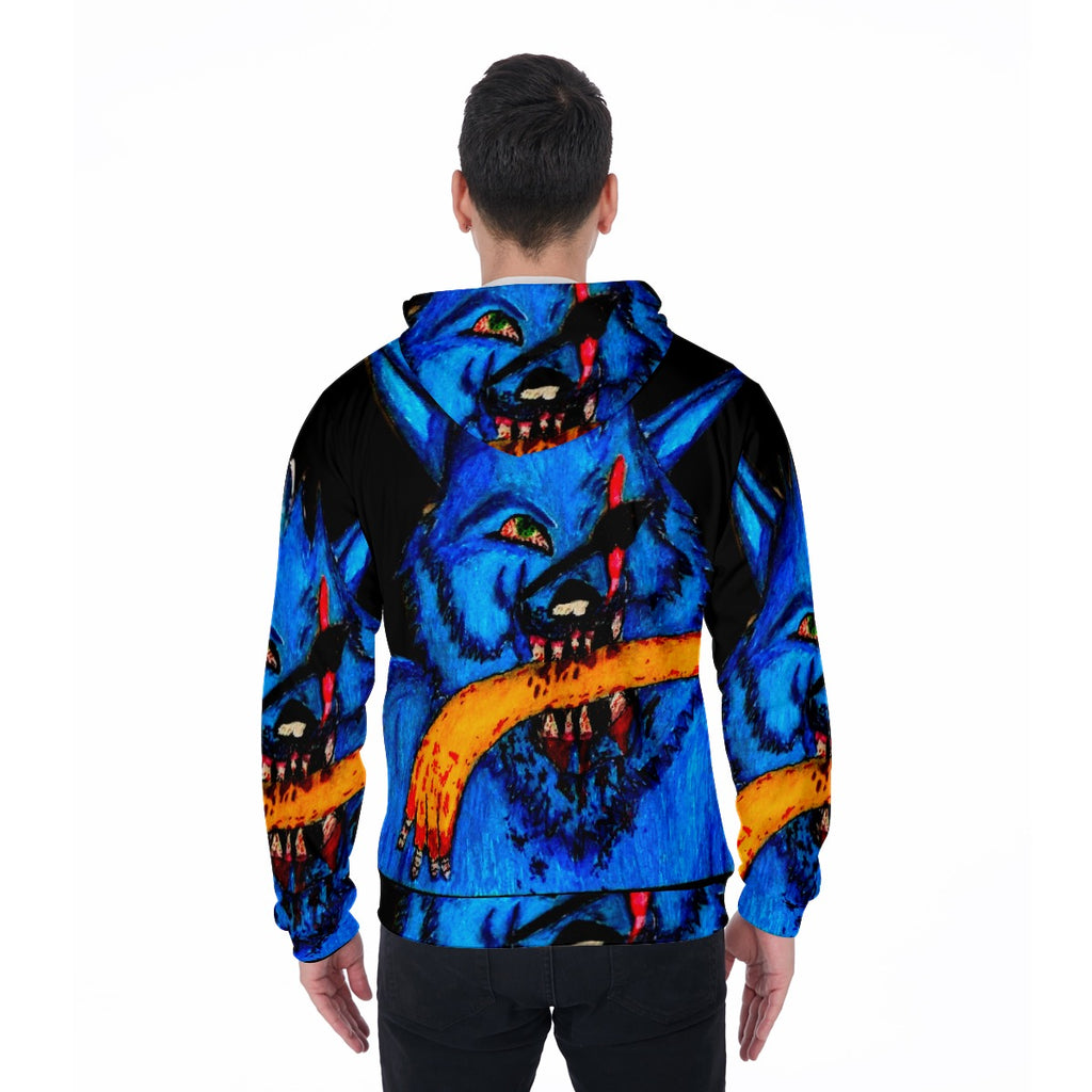 All-Over Print Zip Up Hoodie With Pocket