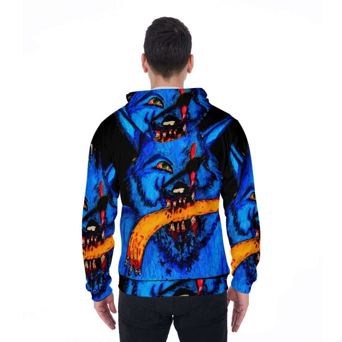 All-Over Print Zip Up Hoodie With Pocket