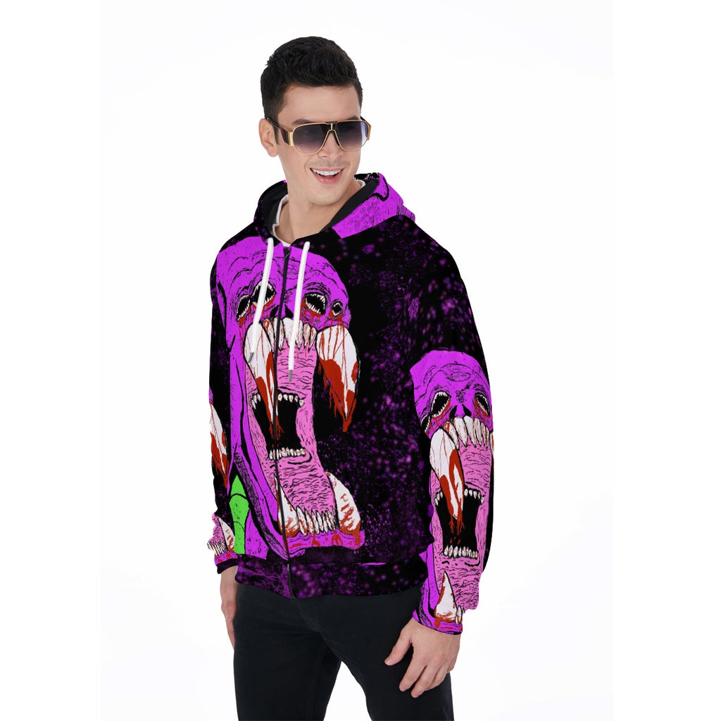 All-Over Print Zip Up Hoodie With Pocket