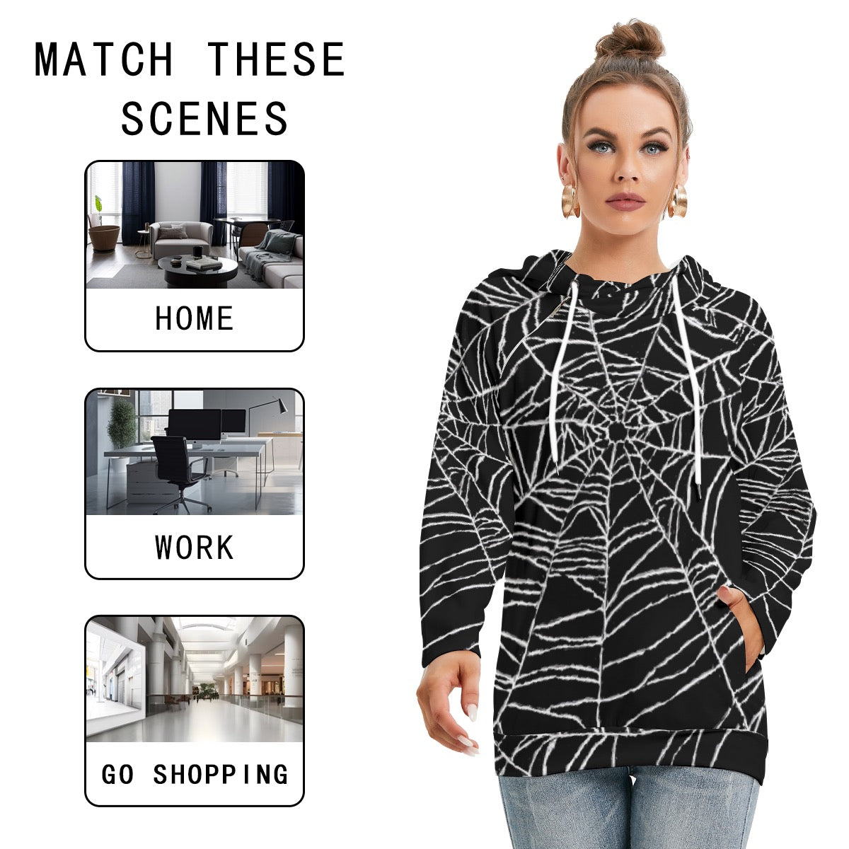 All-Over Print Women's Hoodie With Double Hood