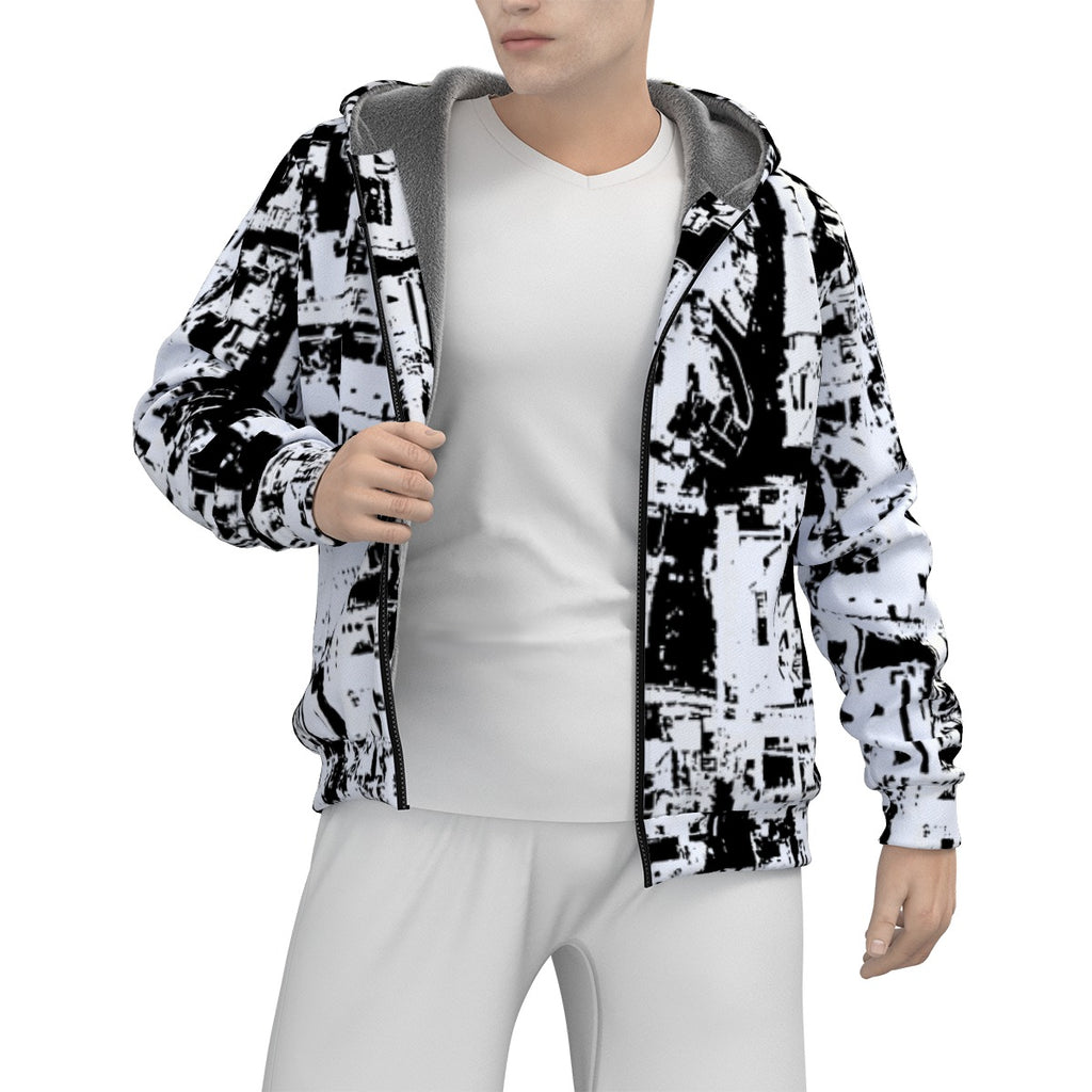 All-Over Print Men's Sherpa Fleece Zip Up Hoodie