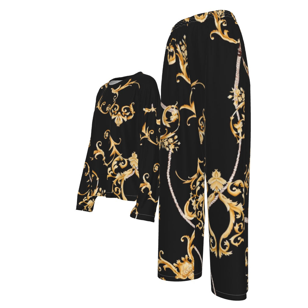All-Over Print Women's Casual Long-Sleeves Trouser Suit