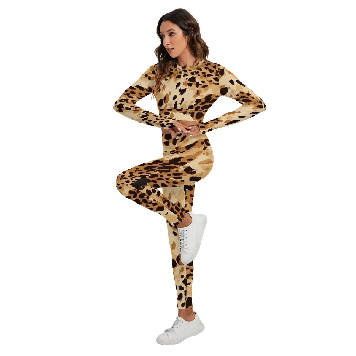 All-Over Print Women's Sport Set With Backless Top And Leggings