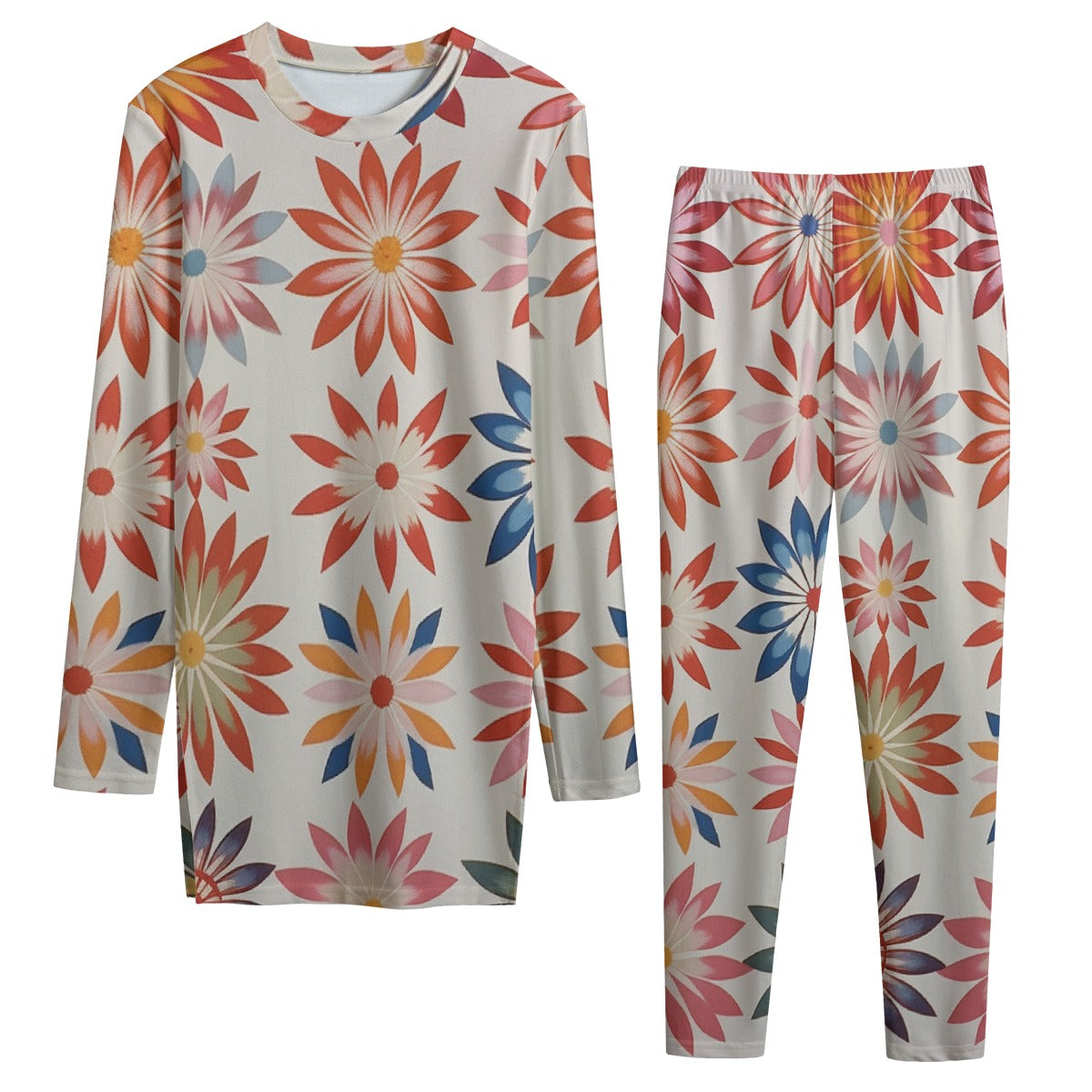 All-Over Print Women's Side Split T-shirt Set