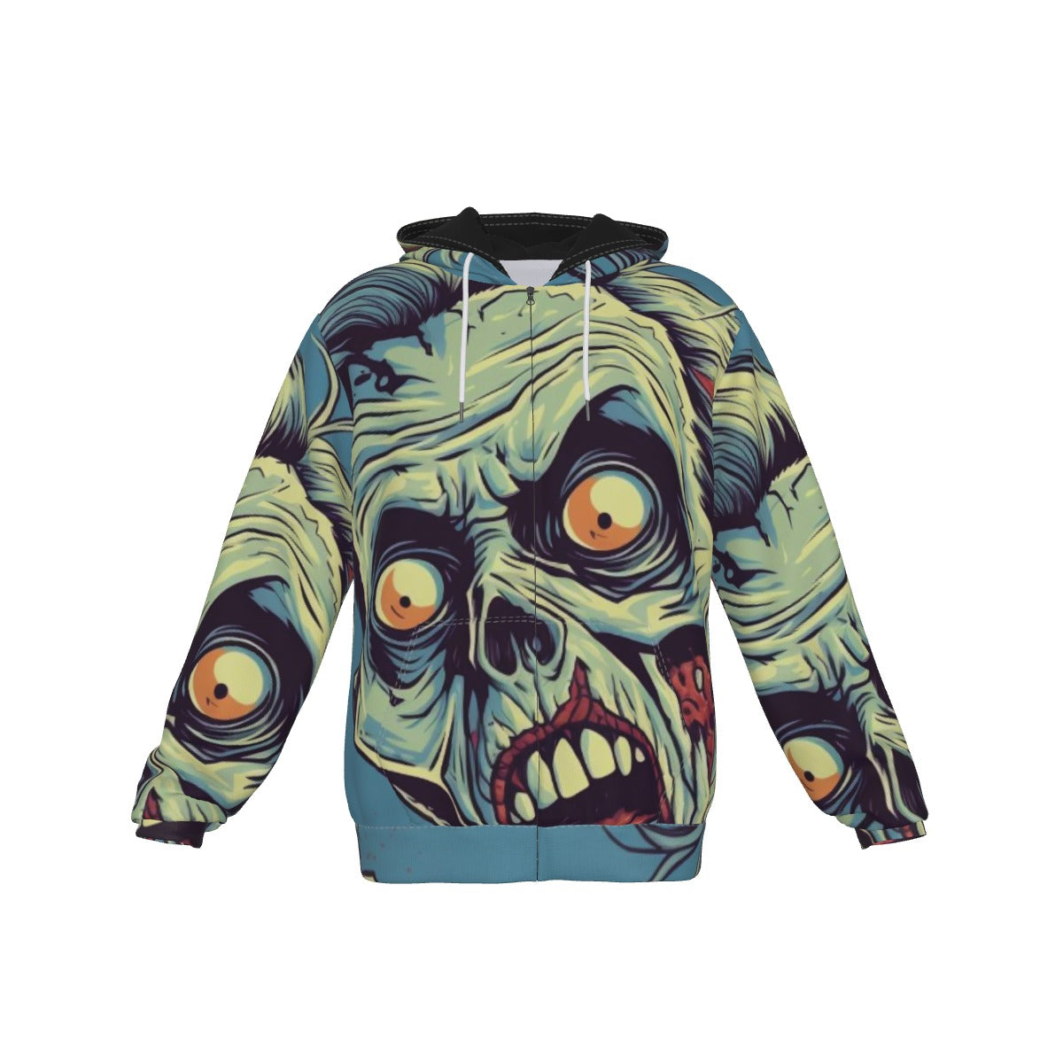 All-Over Print Zip Up Hoodie With Pocket