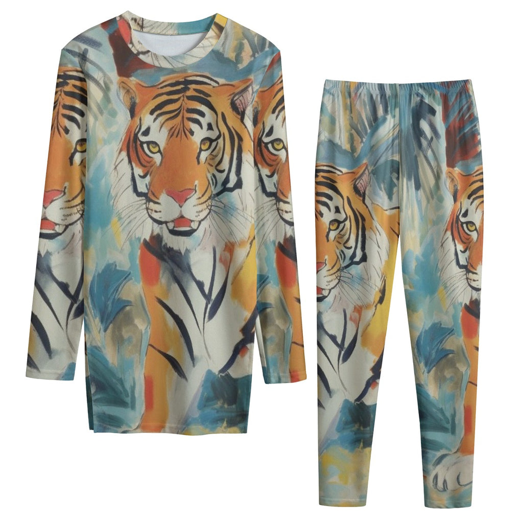 All-Over Print Women's Side Split T-shirt Set